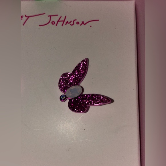 BETSEY JOHNSON Iridescent Aurora Borealis Crystal Center Butterfly Earrings NWT - Picture 4 of 5